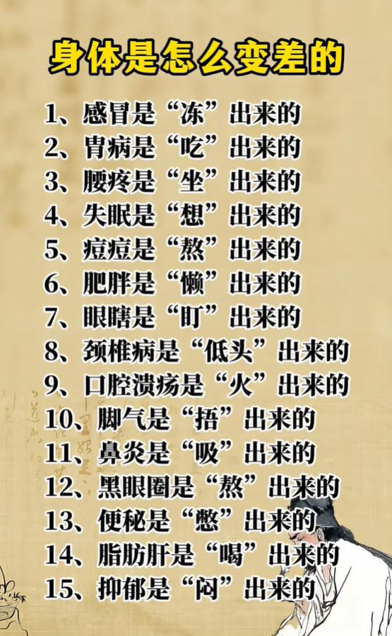 身体变差不是偶然，15 种问题对应生活陋习