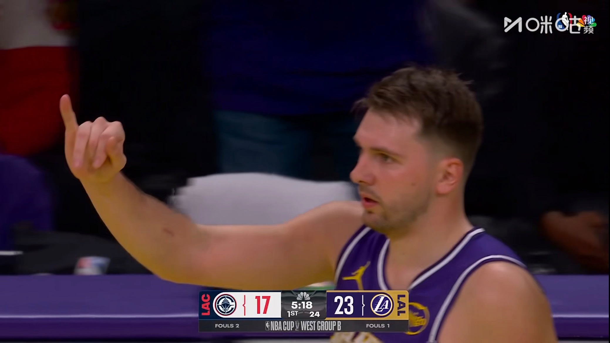 卢卡连续三分，已经14分了！ 快船vs湖人