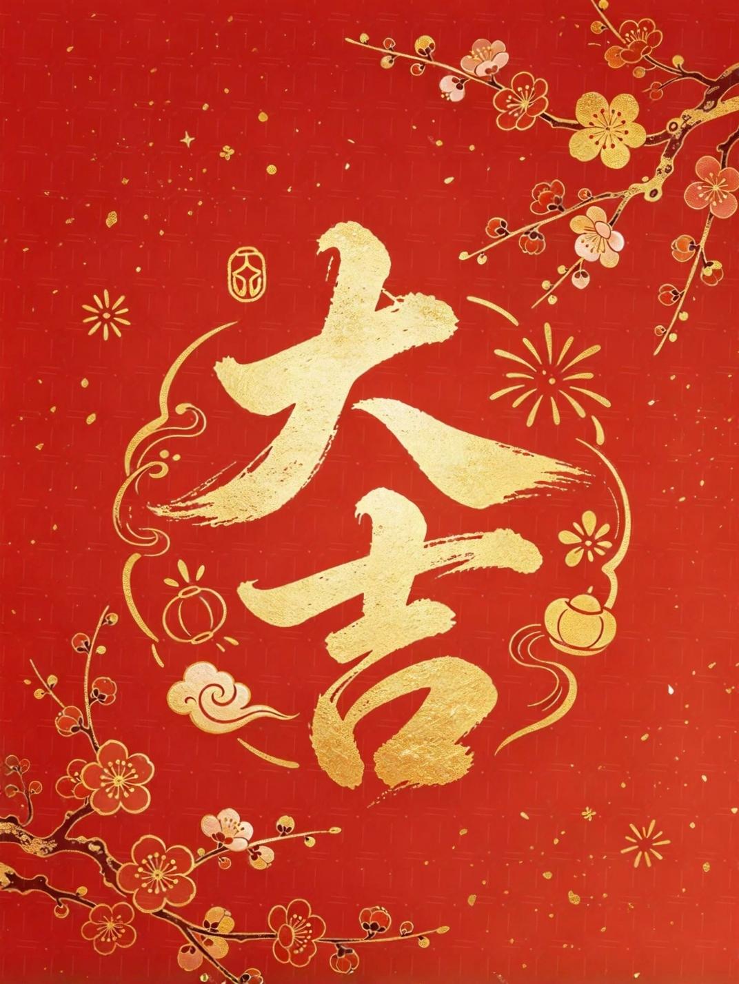 红红火火迎大吉，梅花报喜福气来！好运正在派送中，接住这份满满的吉祥与欢喜吧～传统
