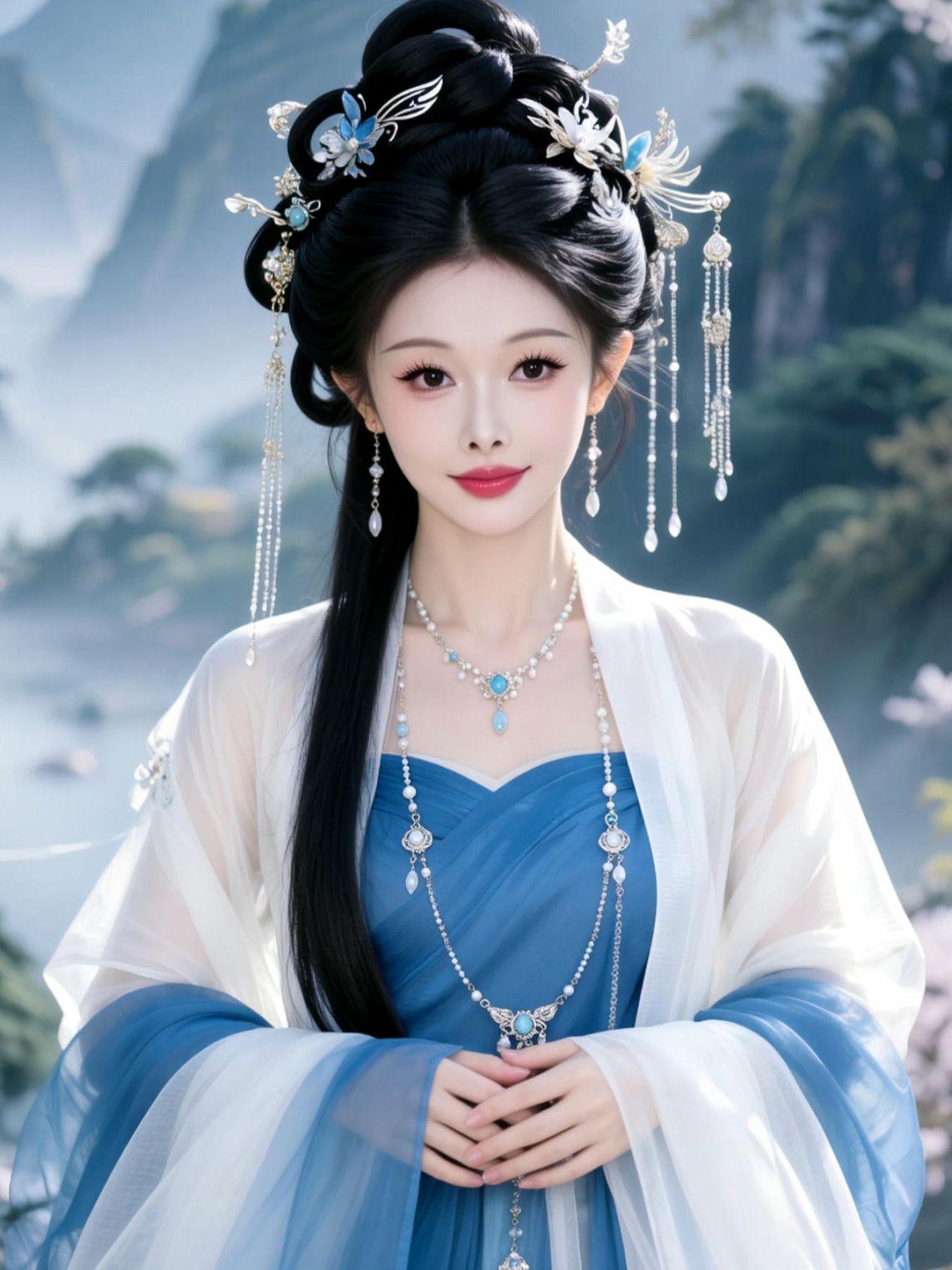 AI水墨风人像 古风的完成度还得看脸 国风的美感 汉服里的古风雅韵 古风悦己