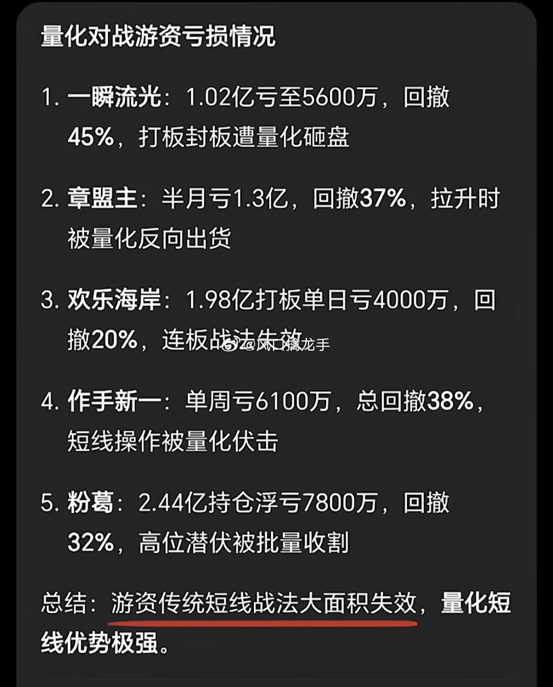 量化对战游资：传统短线失效，量化短线强势⚠️仅盘面观察笔记分享，不构成任何投资建