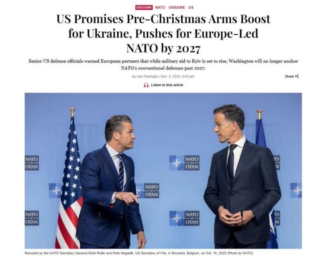 美国计划在圣诞节前加大对乌克兰的武器交付力度，但私下里，它却警告欧洲盟友：到 2