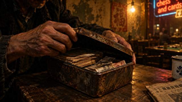 我爸在棋牌室看门，我十年没去看他，直到老板给我一个铁盒