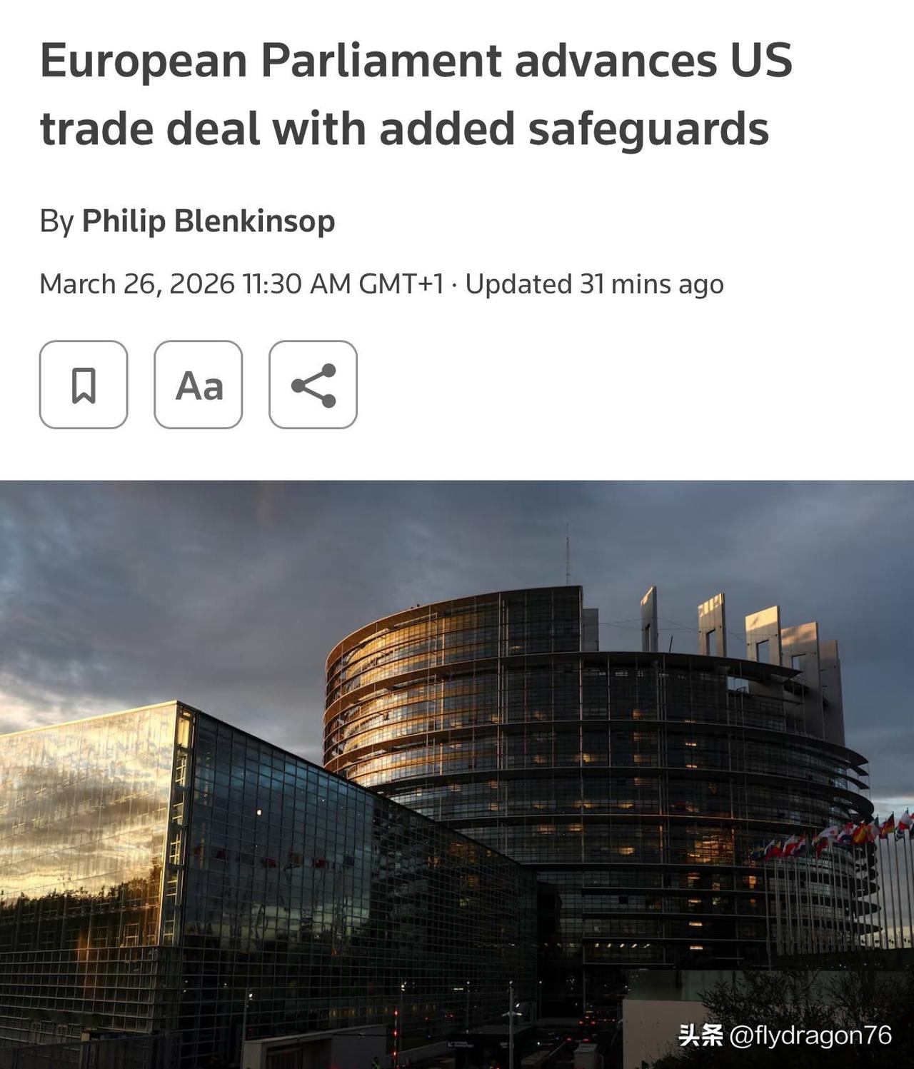 🇪🇺🇺🇸⚡️ 经过数月因特朗普的关税威胁和新进口税引发的不确定性后，欧洲