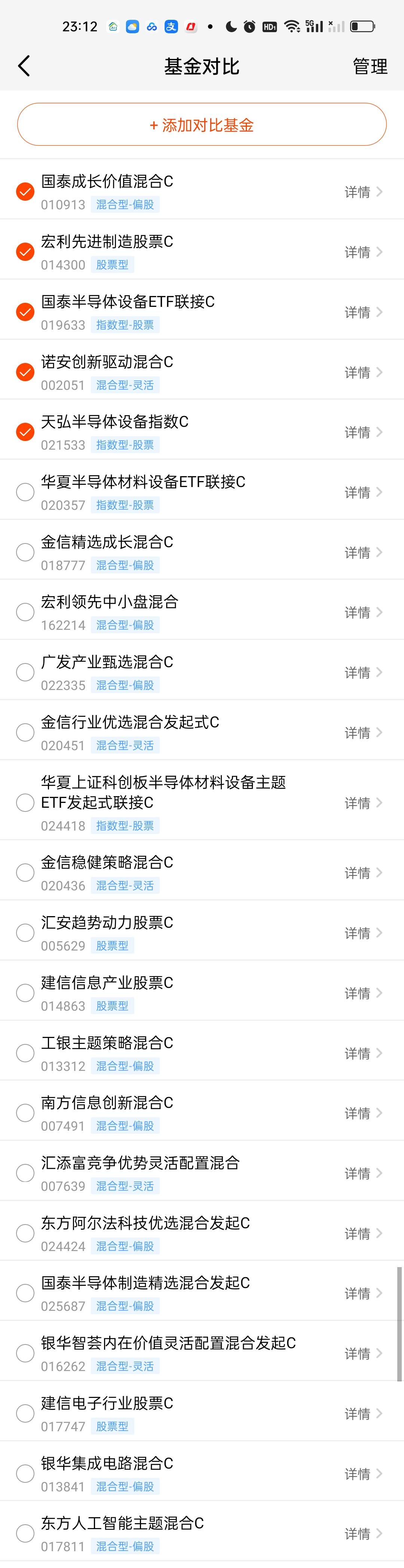 说好的今天必须把半导体材料设备和半导体的基金做一下数据对比的，不管再晚再辛苦，说