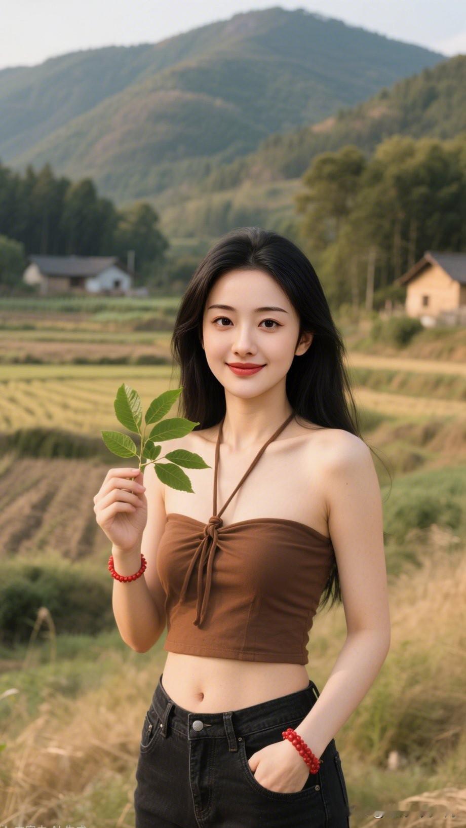 田园少女，绿意盎然，微笑如花。一张照片记录生活美好瞬间