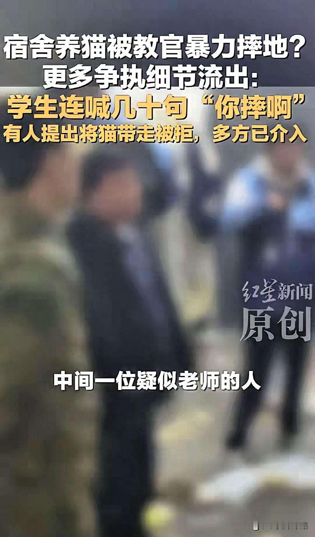 学校教官摔猫事件处理结果出来了：已经辞退并要求其赔礼道歉。
首先教官的身份不是教