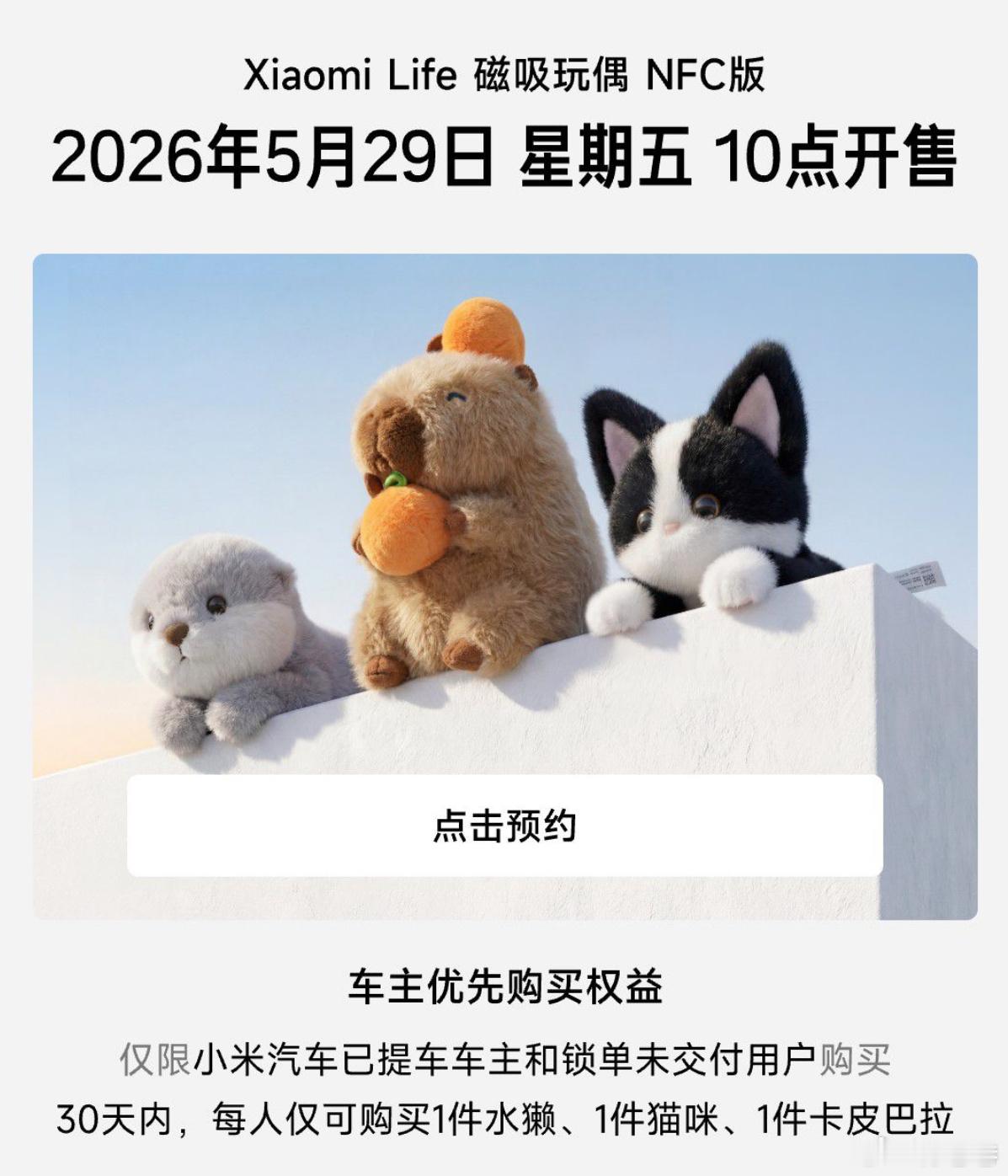 大家早上好……今天周五，10点订好闹钟车友记得去小米汽车商城购买这几个紧俏商品哦