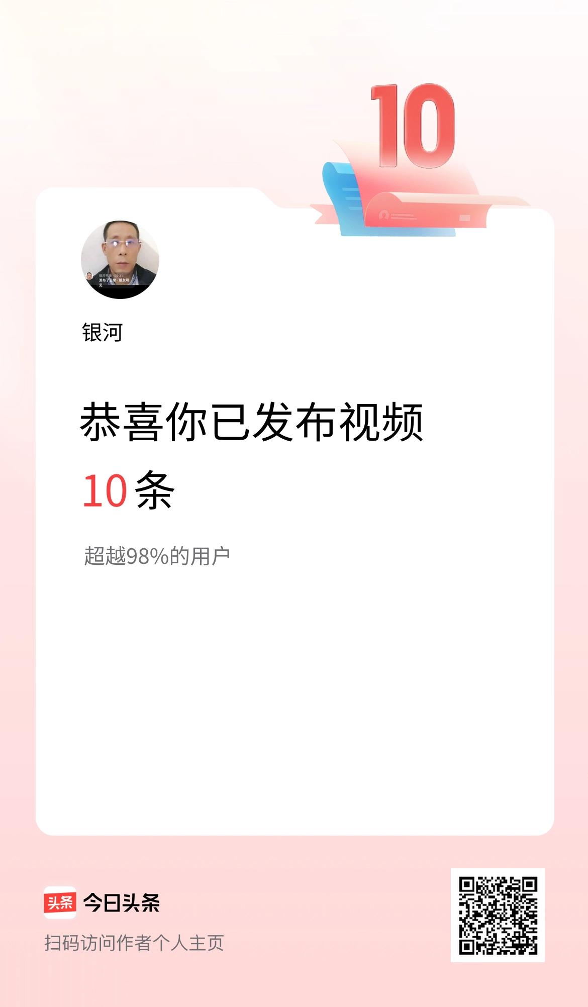 我在头条累计视频投稿10个