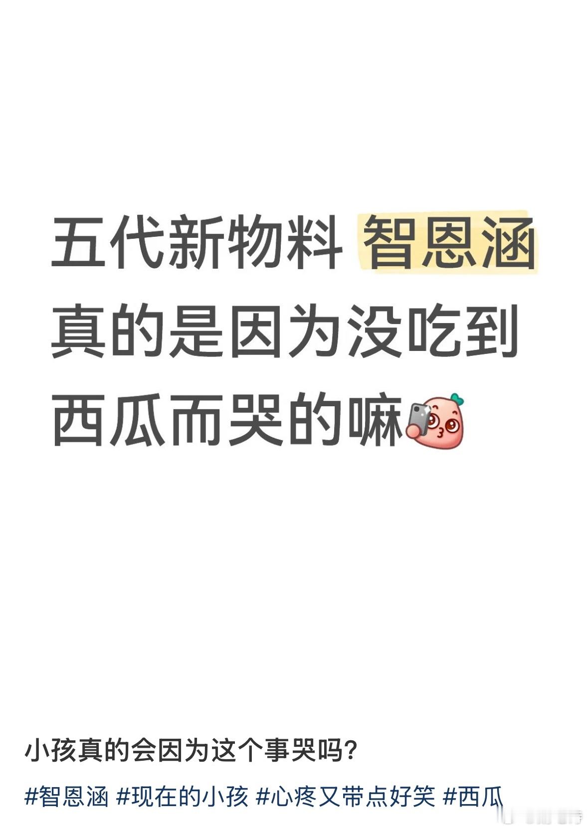 智恩涵哭的真正原因应该不是因为西瓜，是因为没人在意他吧，付出真心却没有得到回报的