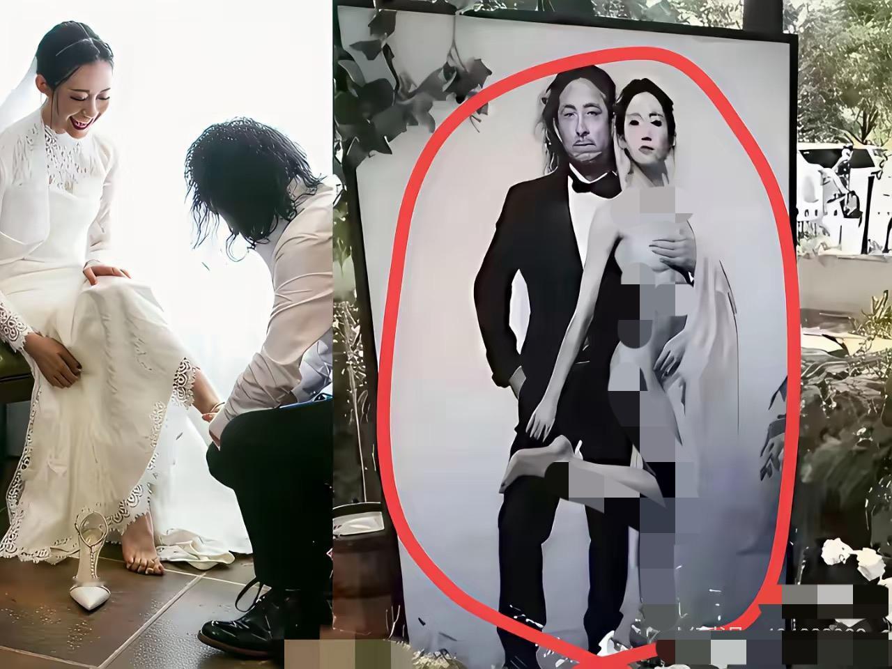 我天，原来三宝与万千惠结婚时摆放的迎宾照这么开放！
我都不敢放没打码的图。（我打