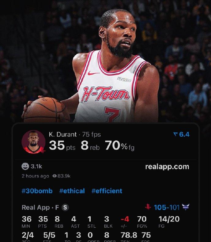 兰特老祖！
对阵黄蜂，杜兰特35分8板4助3帽，第四节4中4，关键的中投、关键的