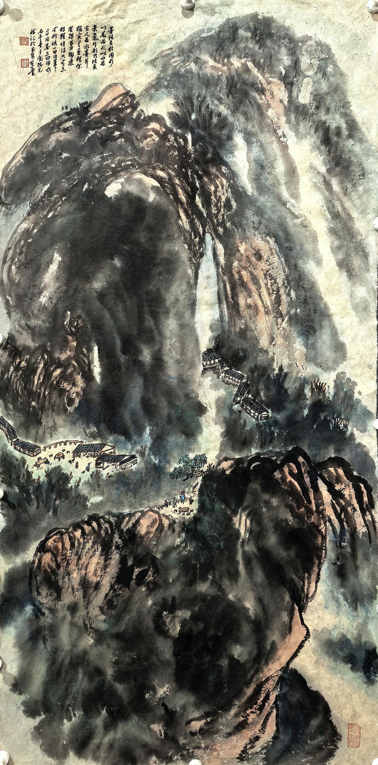 君问归期未有期，巴山夜雨涨秋池。今日热推 
桑皮纸泼墨山水！
丙午春于阗陈克斌泼