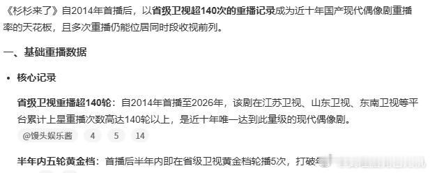 杉杉来了重播率杉杉来了下沉市场杉杉来了重播率，杉杉来了下沉市场，收视率，上星重播