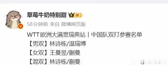 你们说温瑞博/袁励岑刚拿了男双美国大满贯赛事冠军，教练组为什么给拆了呢？
这俩人