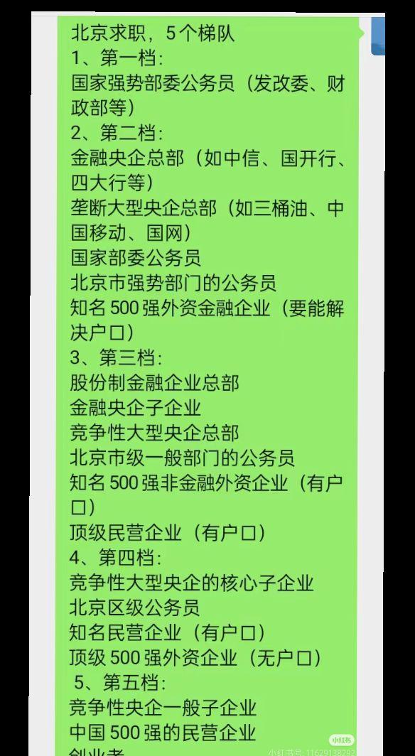 北京求职，5个梯队，你是否认同呢？请在评论区发表意见？