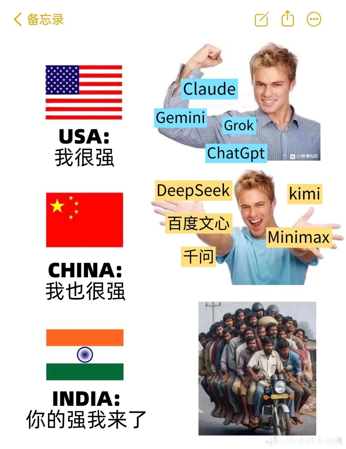又想起这张图这个星球上，能玩AI的就两家咱们和老美，其他国家不是强不强，是根本玩