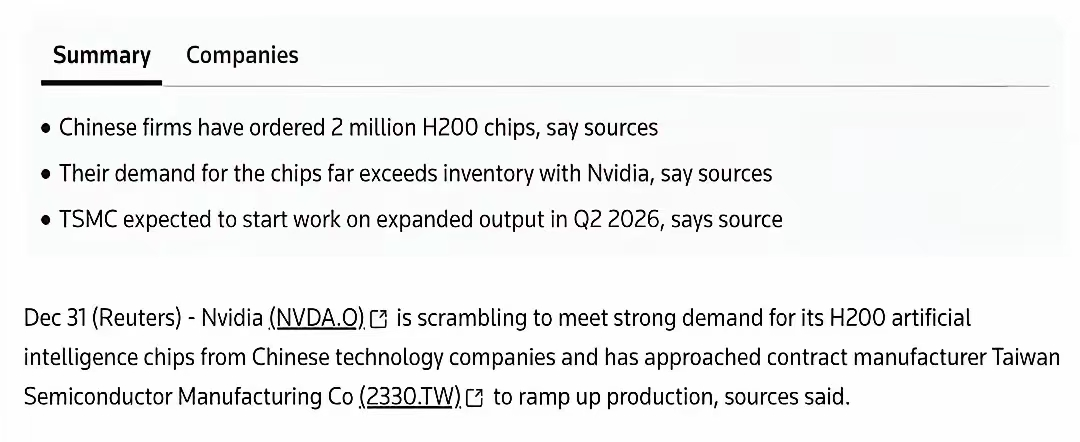 传中国公司H200意向订单可能多达200万片，3000多亿人民币如果是真的，这个
