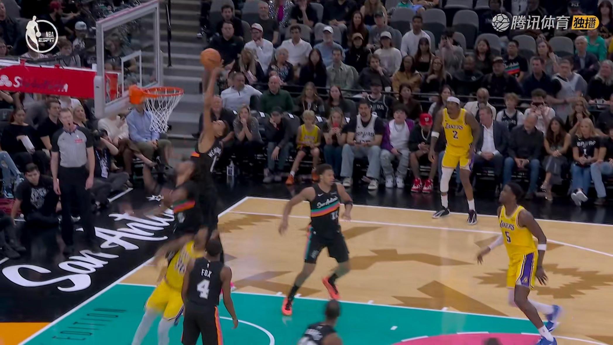 这是人吗文班太变态了湖人vs马刺