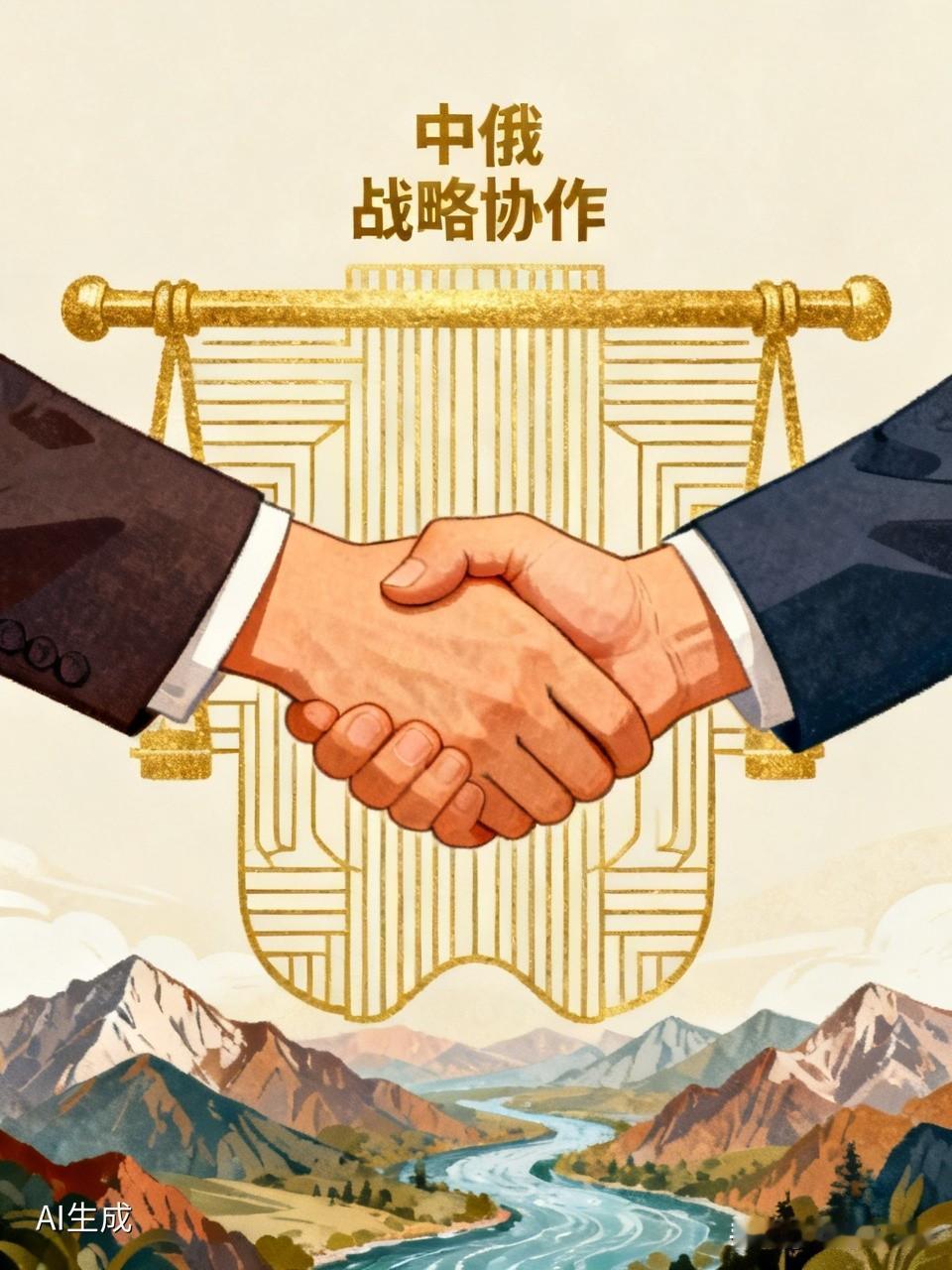 中俄关系如同一副稳固坚实的扁担，一头扛起活力四射的亚太，一头衔接广袤纵深的欧洲，