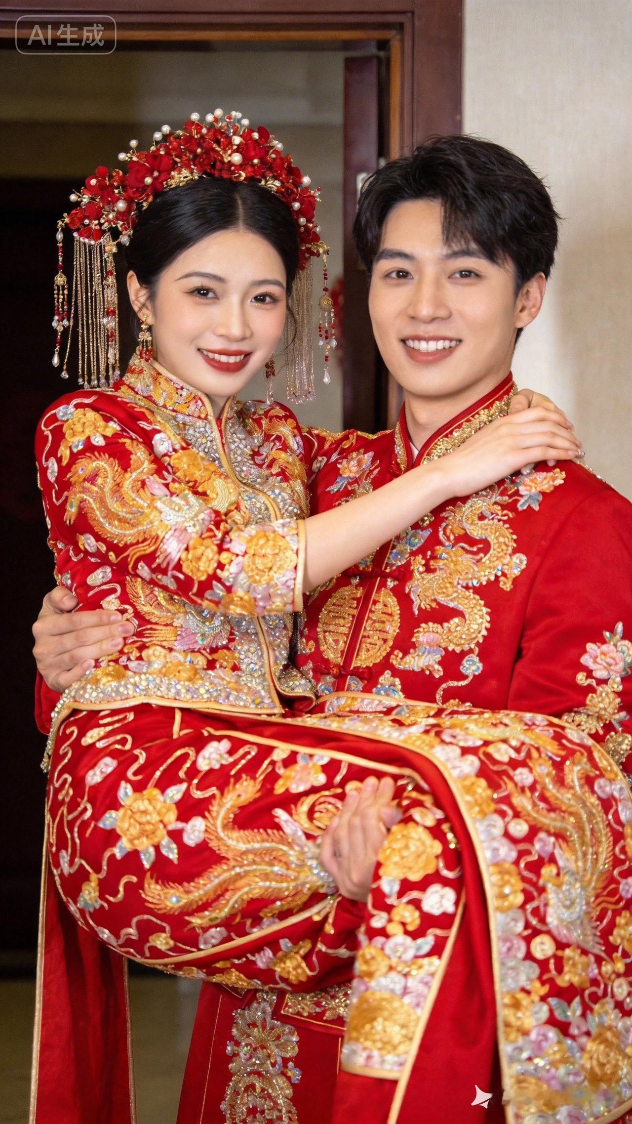 💕 中式传统婚礼，红衣美人与郎君的甜蜜瞬间！💕