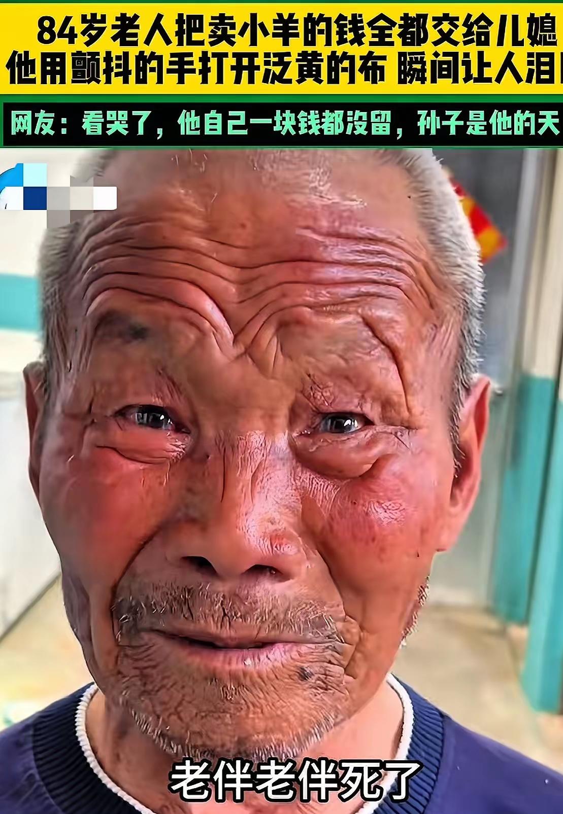 让人泪目了！山东，84岁老人卖了家里的羊，一分钱省不得花，全部交给了儿媳，儿媳不