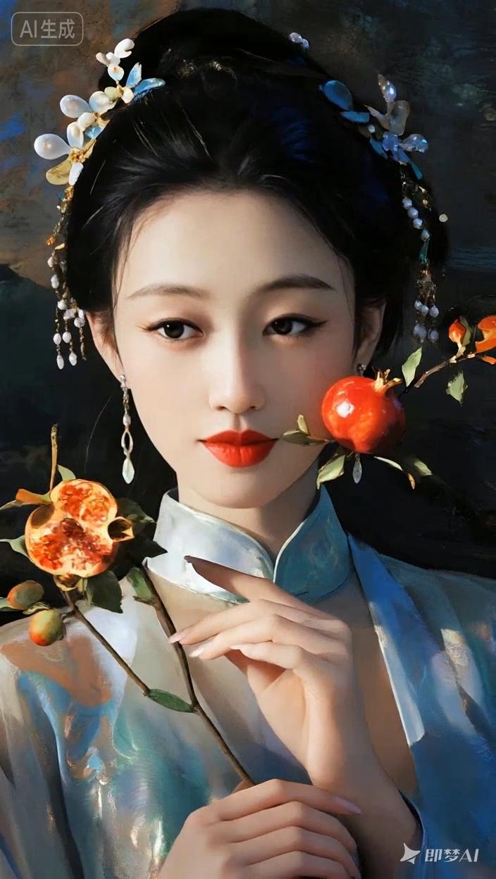 上联：晶莹艳亮榴甜美
下联：有请[福]