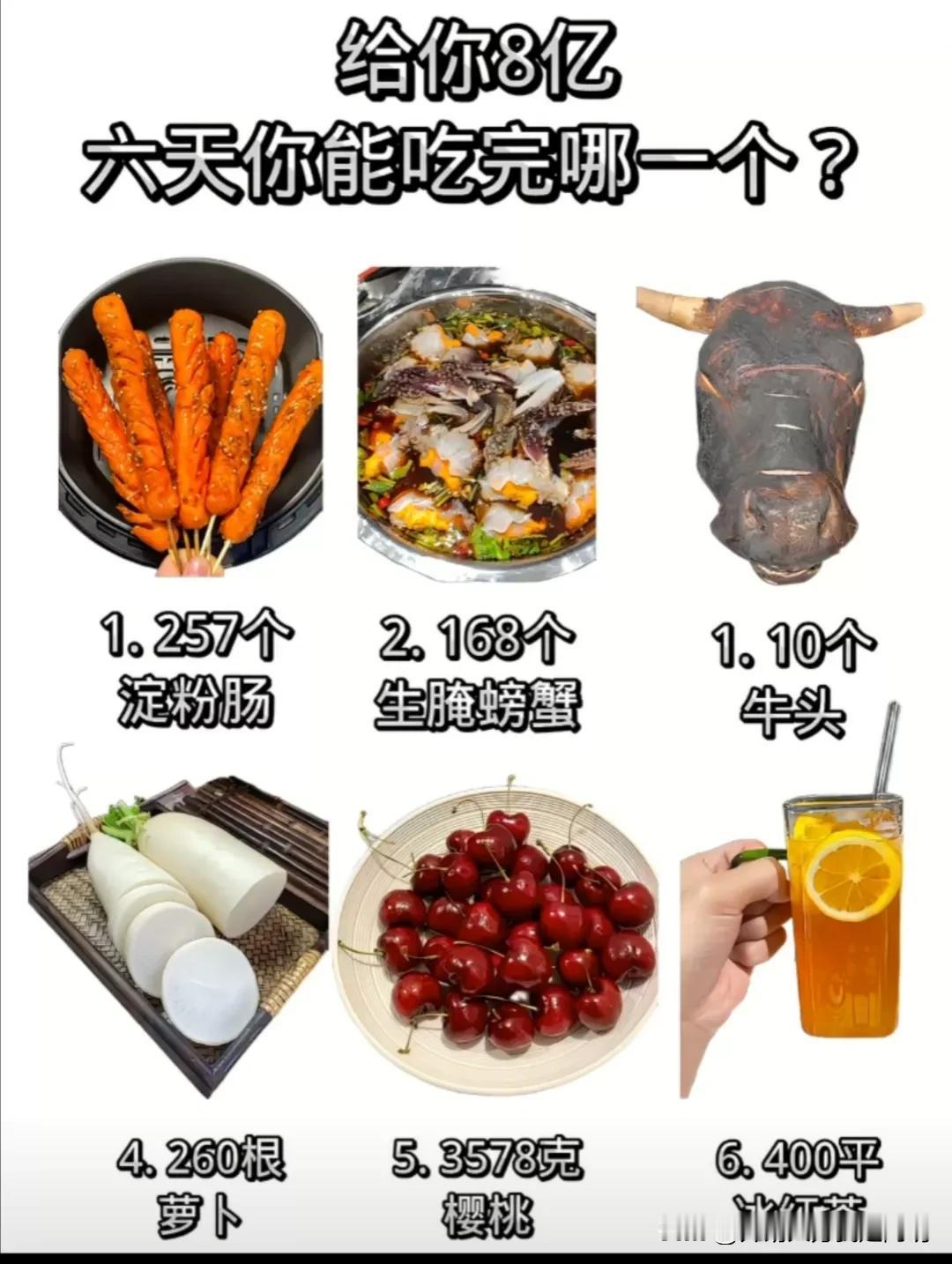 六天能吃完哪个？给你8亿！#一起吃到二百斤#