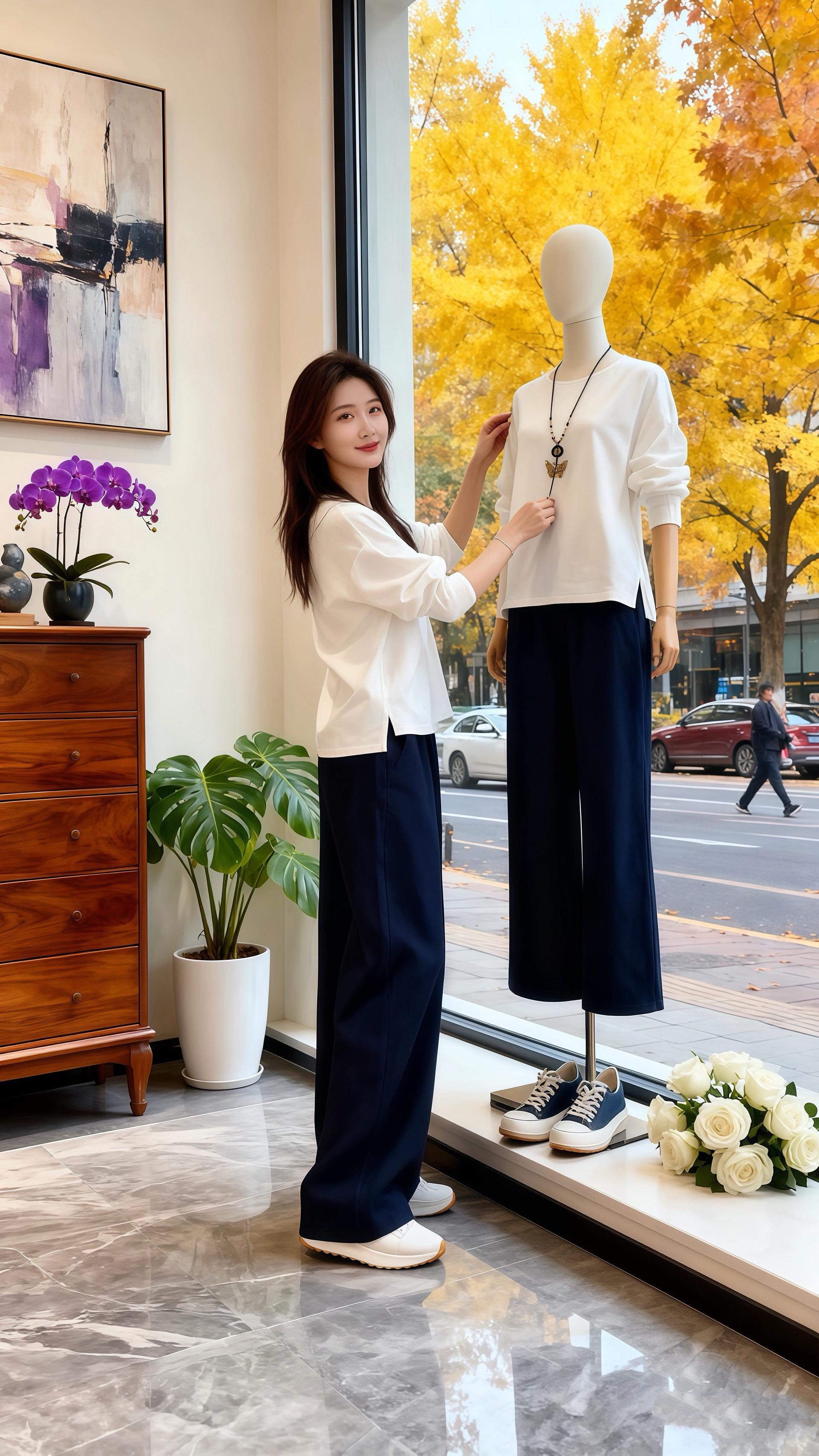 秋日暖阳里的温柔时光  窗外的银杏叶被秋风染成了金色，像撒了一地的碎金...