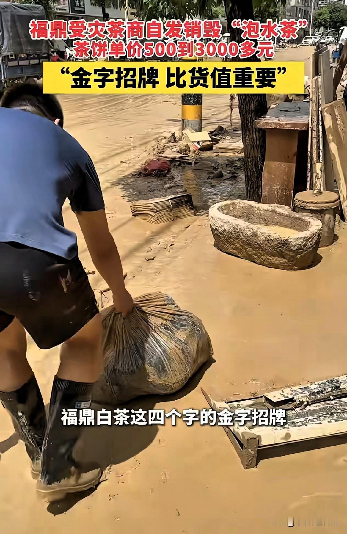 这一幕，让人肃然起敬👍！
 
福鼎遭遇洪水灾害，不少茶商仓库被淹，大量白茶饼被