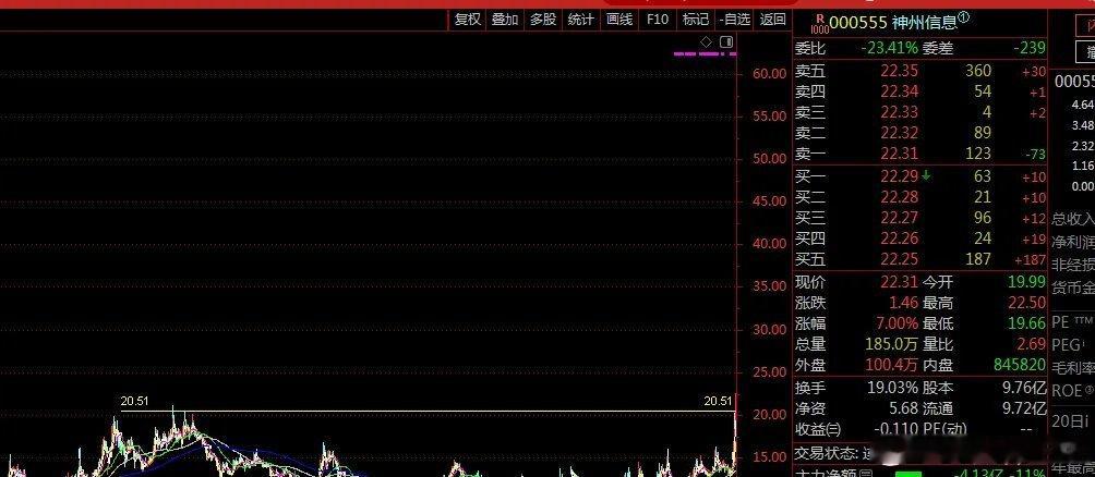 神洲大地今天19.66的盘口，做T的爽，可惜我没早上去，靠，我一看集合被核心都凉