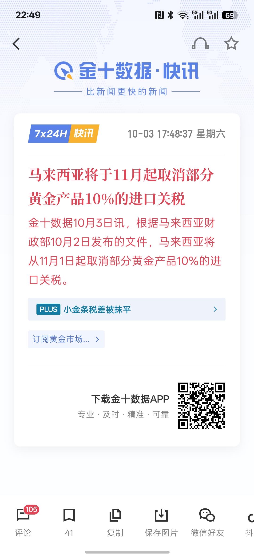 这是吸收黄金，马来西亚将于11月起取消部分黄金产品10%的进口关税！这一次取消黄