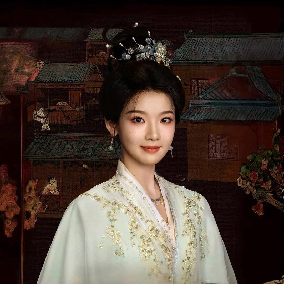 古风美人，花簪点缀，古典韵味，尽显东方之美。