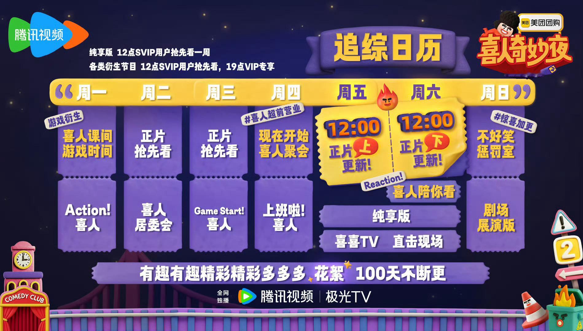 我开心了[舔屏][舔屏]下周开始喜人奇妙夜2每周五周六中午十二点更新 观众代表有