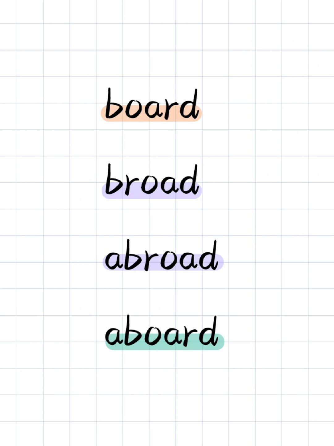 单词辨析🤔board，broad，abroad，aboard