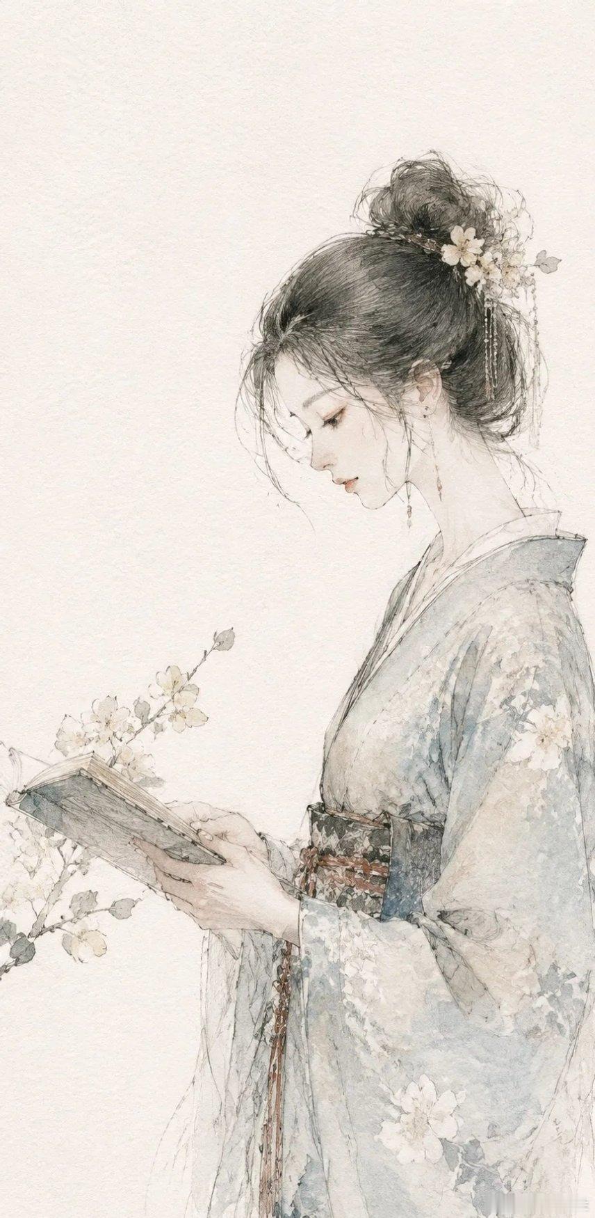 东方美学手绘插画人物壁纸｜女生版 