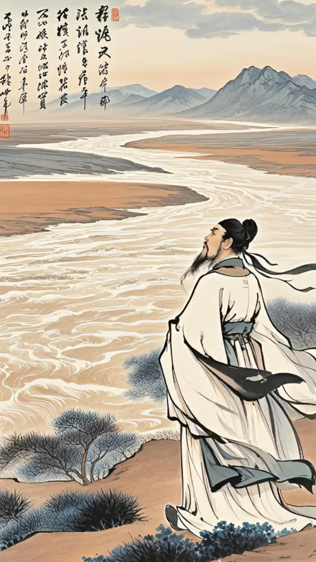 李白《将进酒》
 
君不见黄河之水天上来，奔流到海不复回。
君不见高堂明镜悲白发
