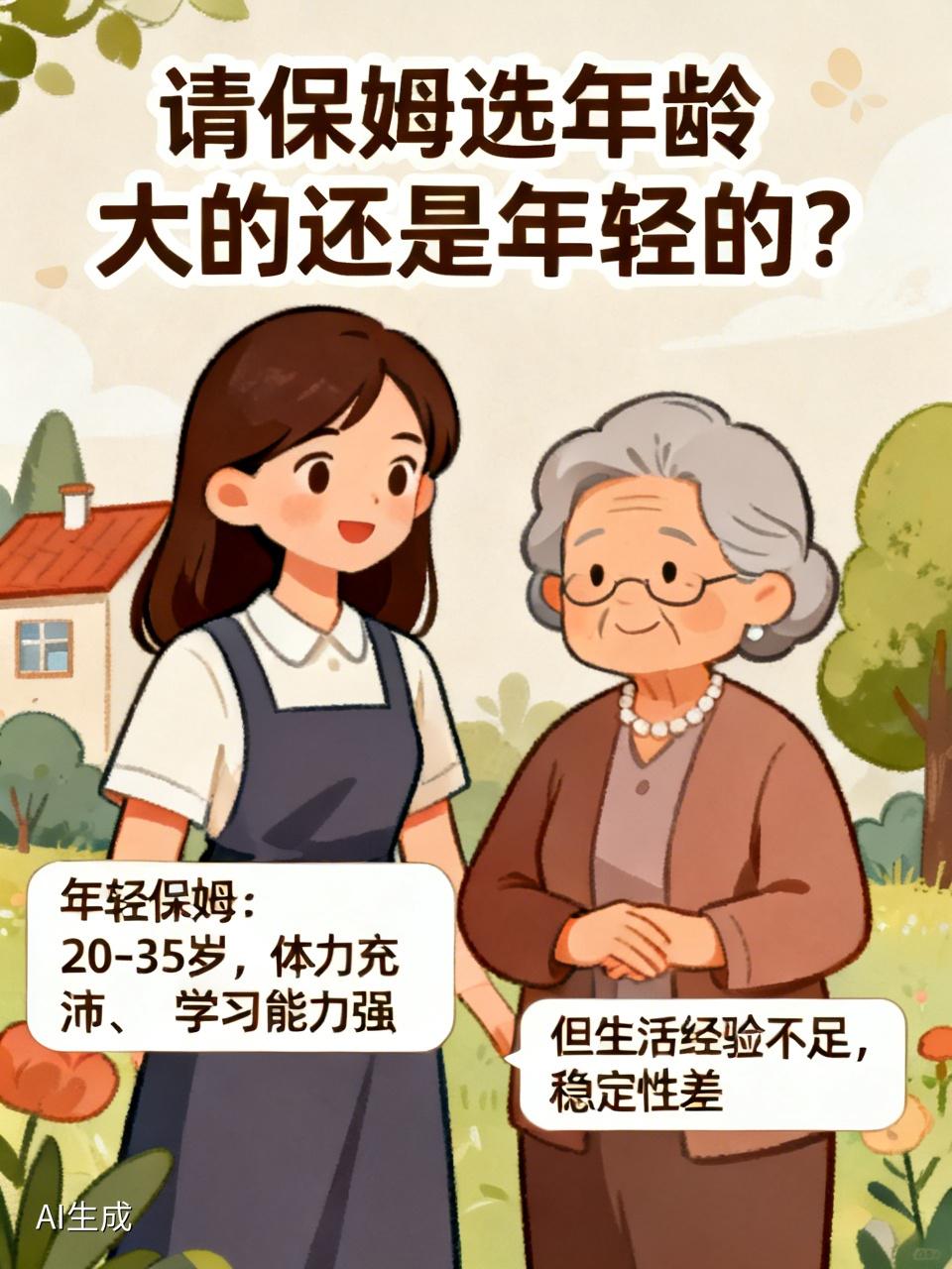 请保姆选年龄大的还是年轻的，还真不能一概而论。
年轻保姆，20 - 35岁的体力