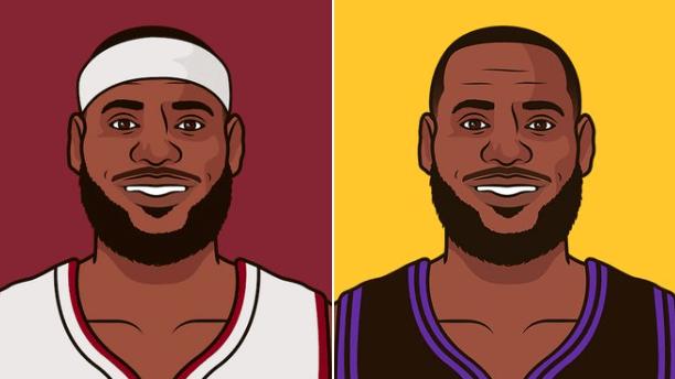 太夸张了！詹姆斯越老越妖，41岁居然比巅峰时期还厉害！

詹姆斯热火时期VS詹姆