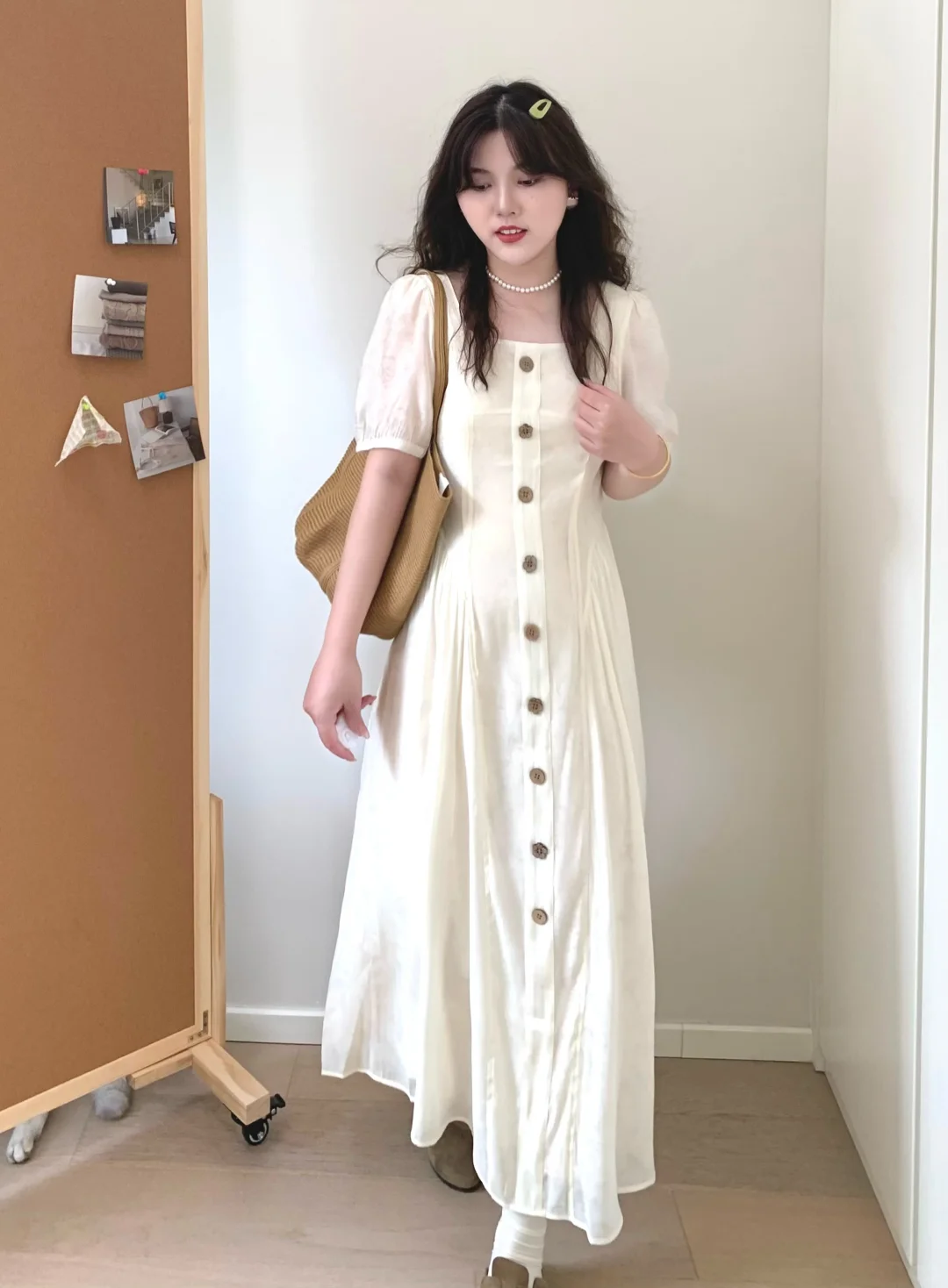🥥夏天穿的米杏色连衣裙～温温柔柔