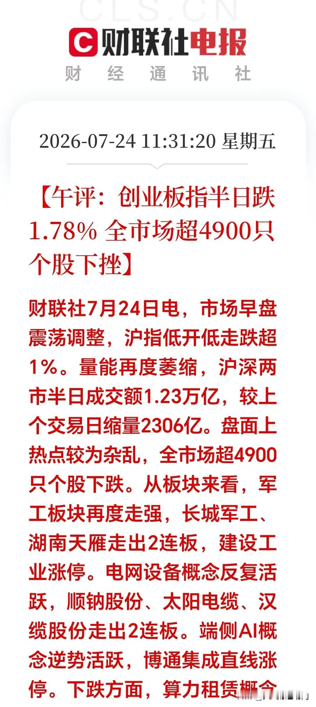 A股今天不对劲，三大指数缩量下跌，市场赚钱效应极差。将近5000个股翻绿，上涨个