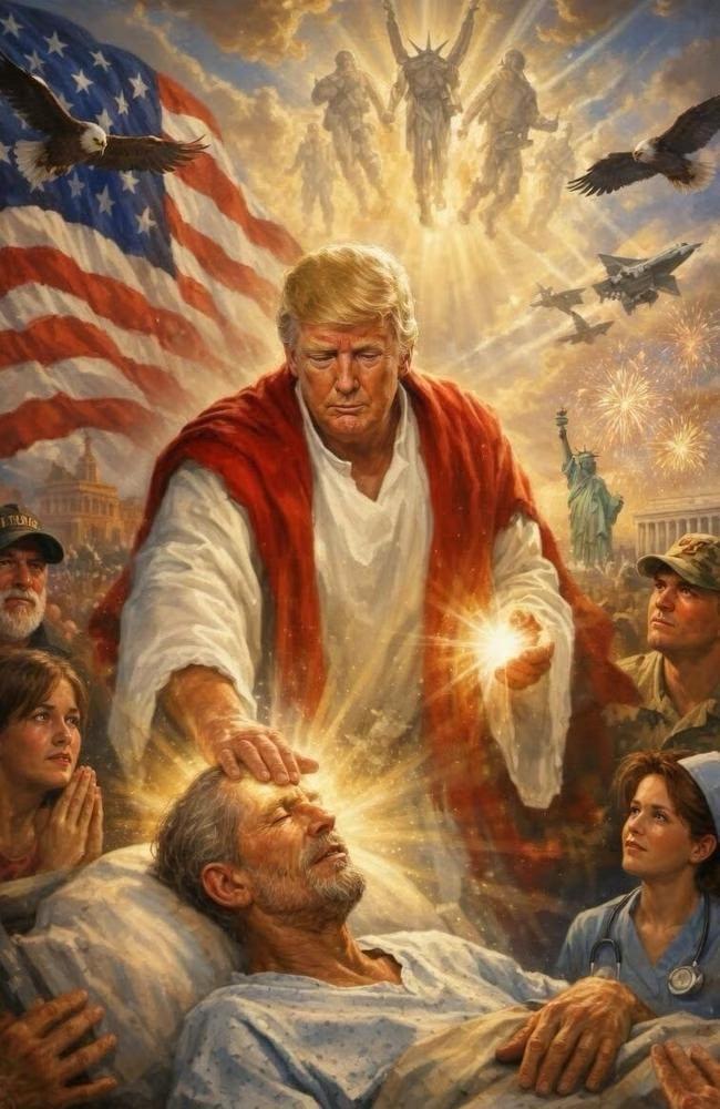 唐纳德·特朗普为发布一张将自己描绘成耶稣基督的图片给出了一个荒谬的理由！
特朗普