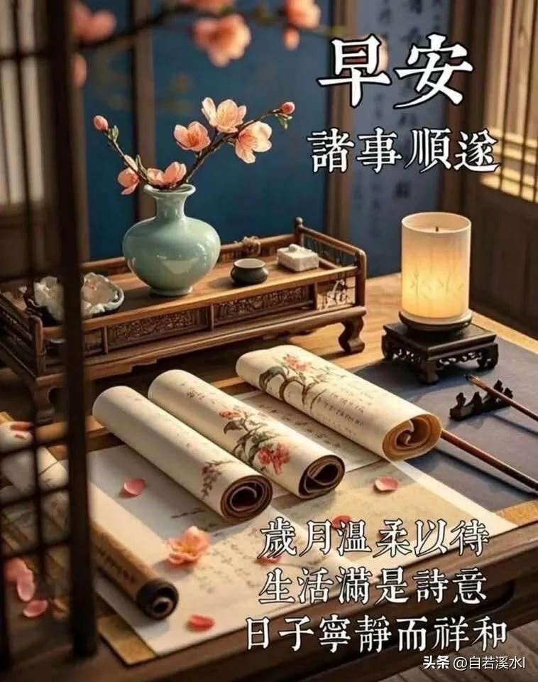 墨香伴花开，晨启安然，愿诸事顺遂，早安吉祥。