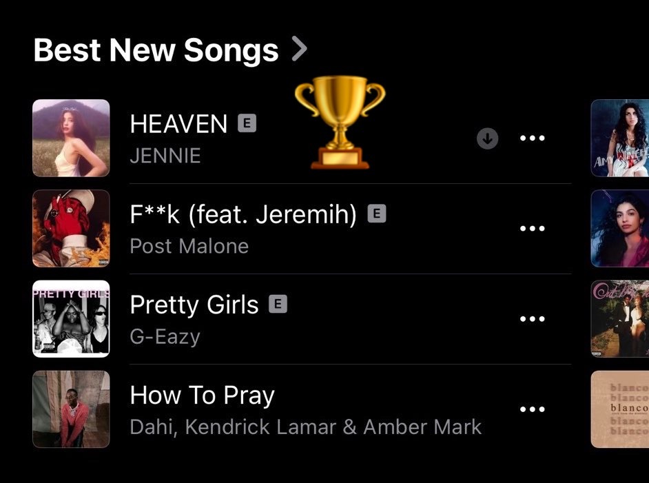 HEAVEN在美国 iTunes最佳新歌榜 首周登顶🏆超越了恋人未满（2）成为