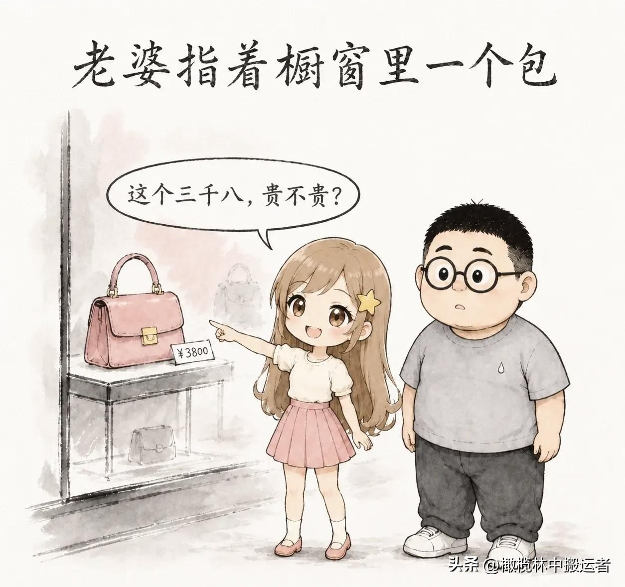 有什么漫画值得推荐吗：老婆指着橱窗里一个包：「这个三千八，贵不贵？」我心想完了，