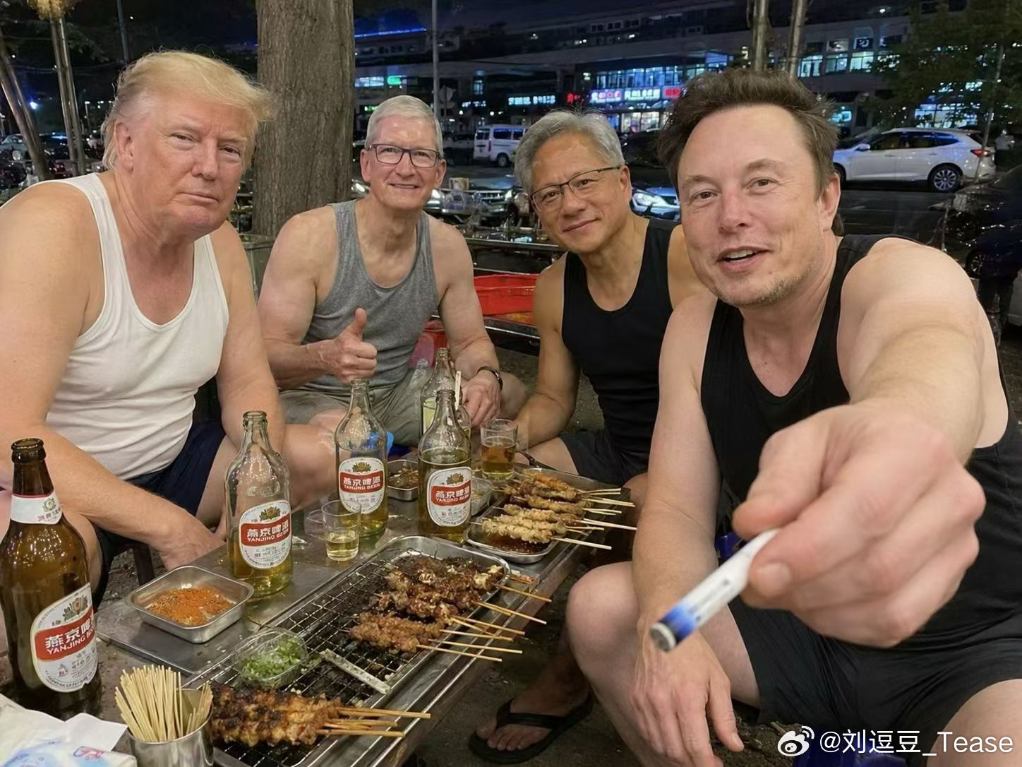 昨天宵夜的后半场和几个老登一起吃的他们说上一顿没喝透非要找我吃宵夜唉。。。。。。
