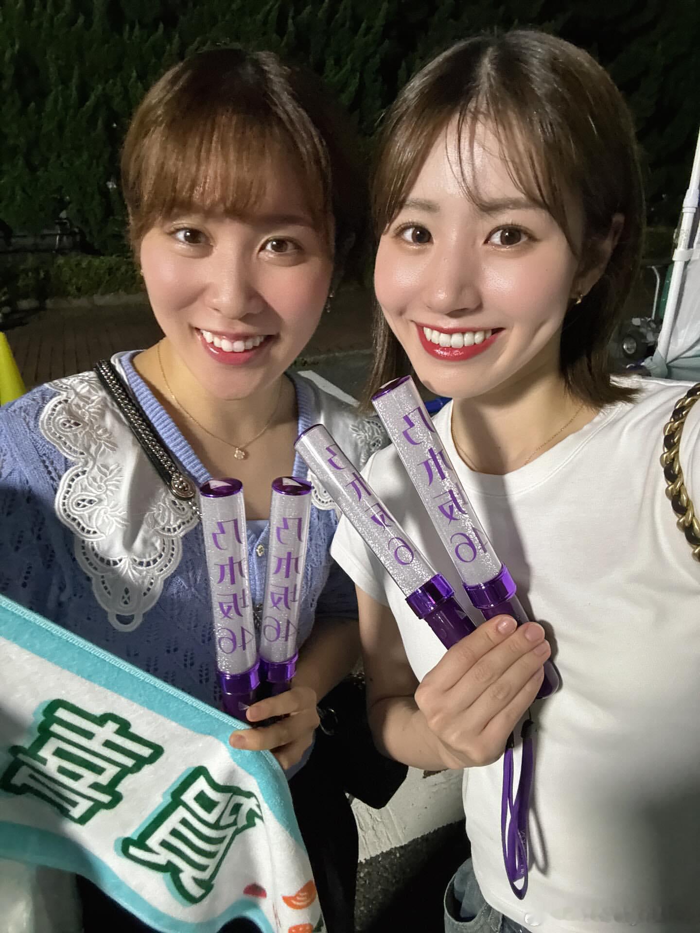 平野美宇和志田千阳一起去看乃木坂46演唱会“我和志酱一起来看乃木坂46的演唱会啦