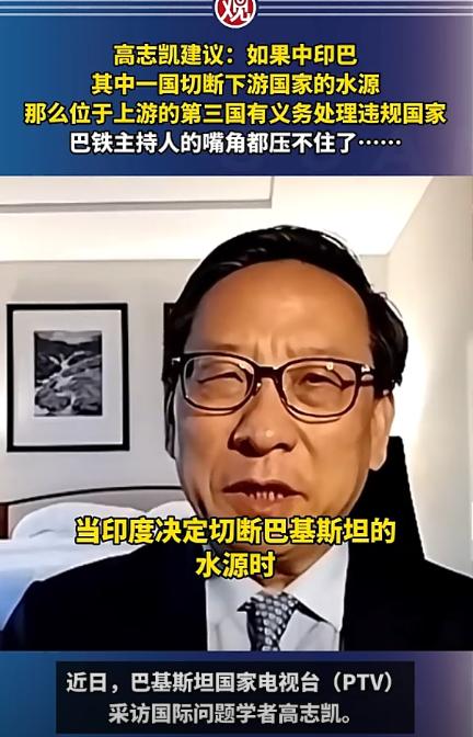5月20日，高志凯建议：如果中印巴其中一国切断下游国家的水源，那么位于上游的第三