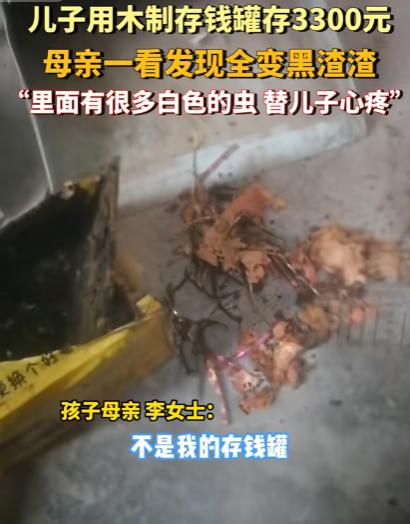 24日，湖北恩施，儿子用木质存钱罐辛辛苦苦存了3300元，还没来得及花，结果被母