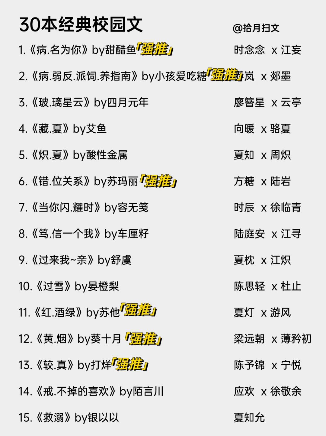 30本高质量校园宠文‼️学霸校霸，酸甜上头